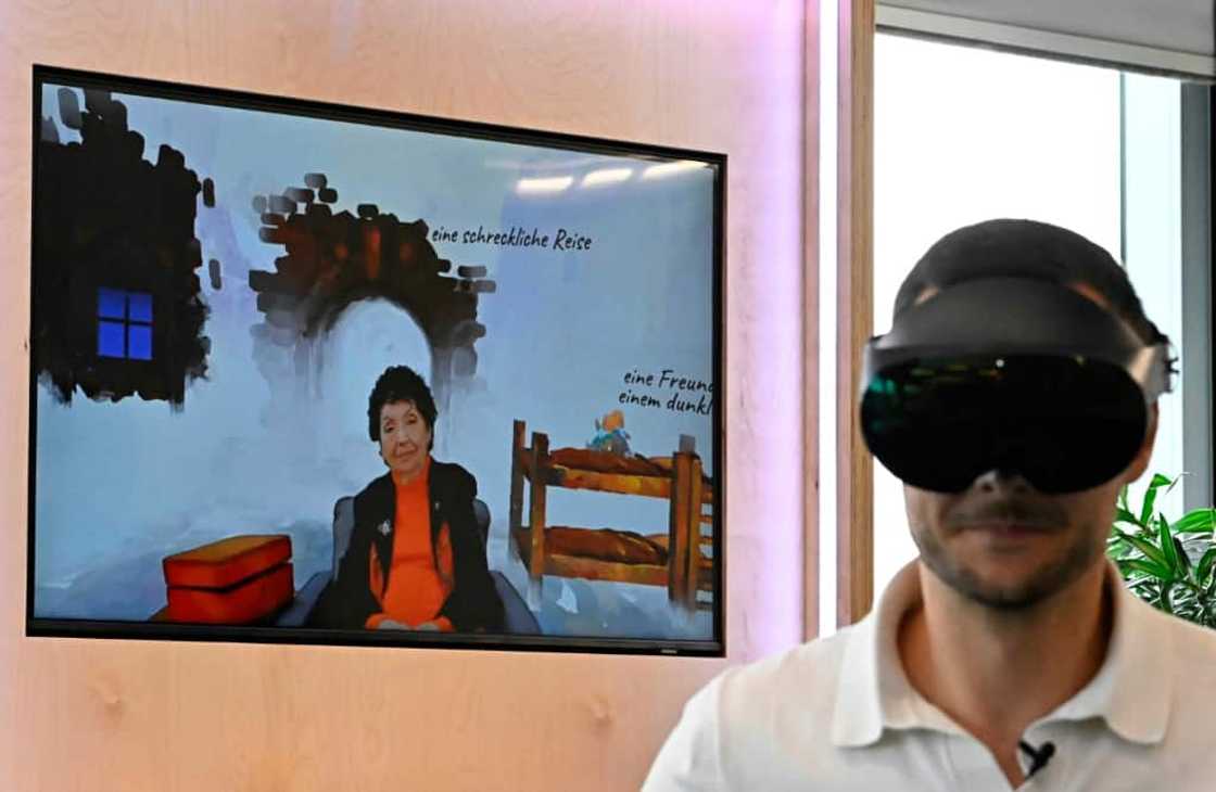 Through artificial intelligence, users of the VR headset can have a "conversation" with Holocaust survivor Inge Auerbacher, asking about her encounters with heartbreaking loss and occasional heroism.