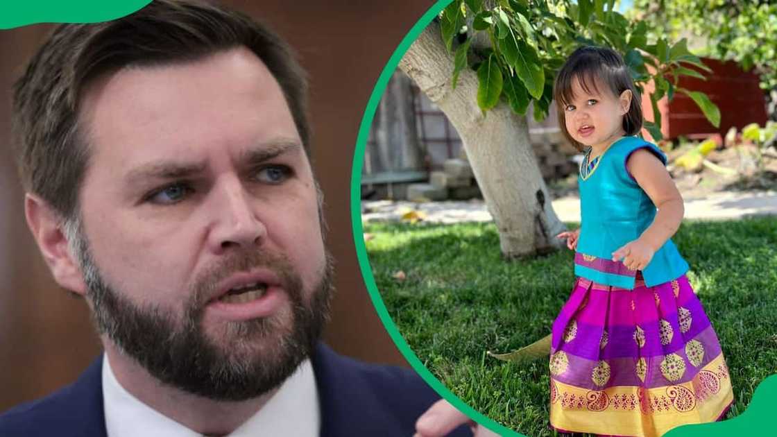 J.D. Vance during a Senate meeting in 2023 (L). Vance's daughter playing in the fields (R) J.D. Vance during a Senate meeting in 2023 (L). Vance's daughter playing in the fields (R)