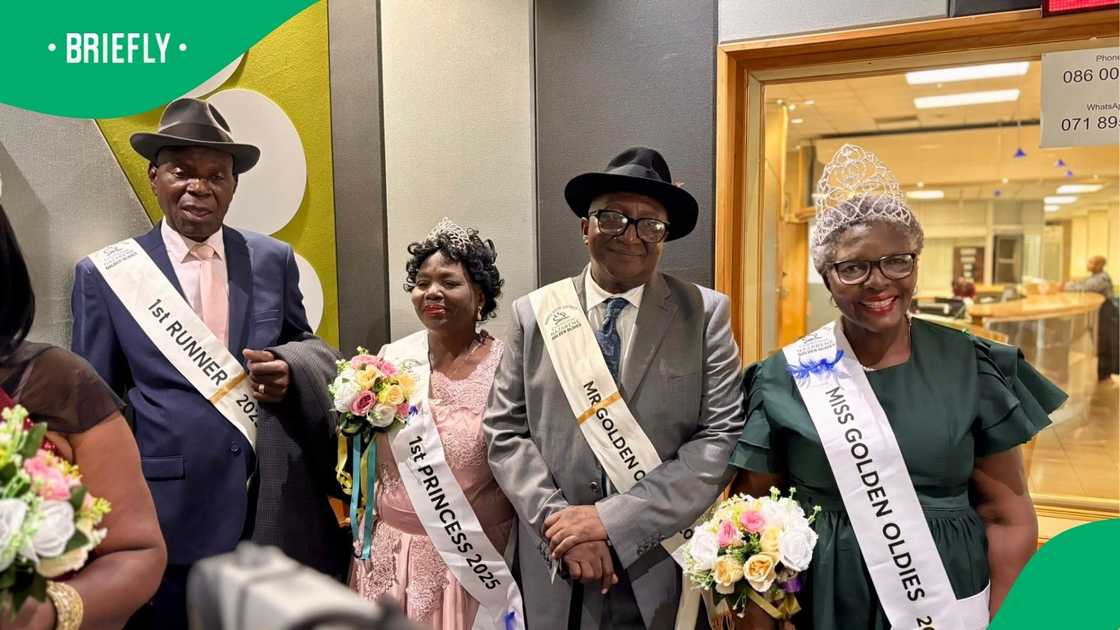 The image captured the winners wearing tiaras and sashes The image captured the winners wearing tiaras and sashes