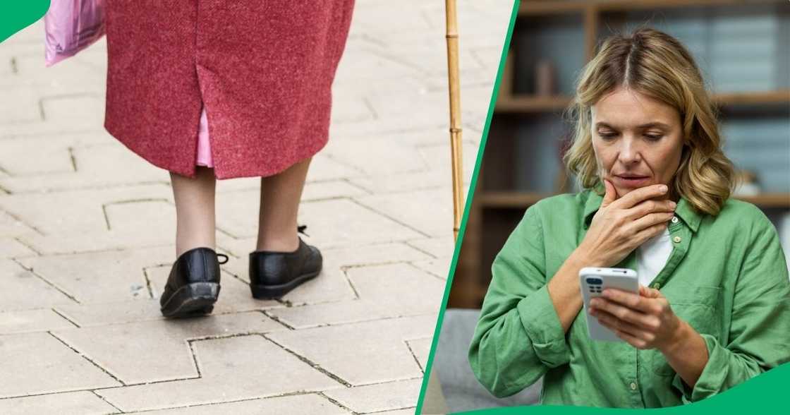 An elderly woman was spotted at 2 am without shoes in the middle of the road.