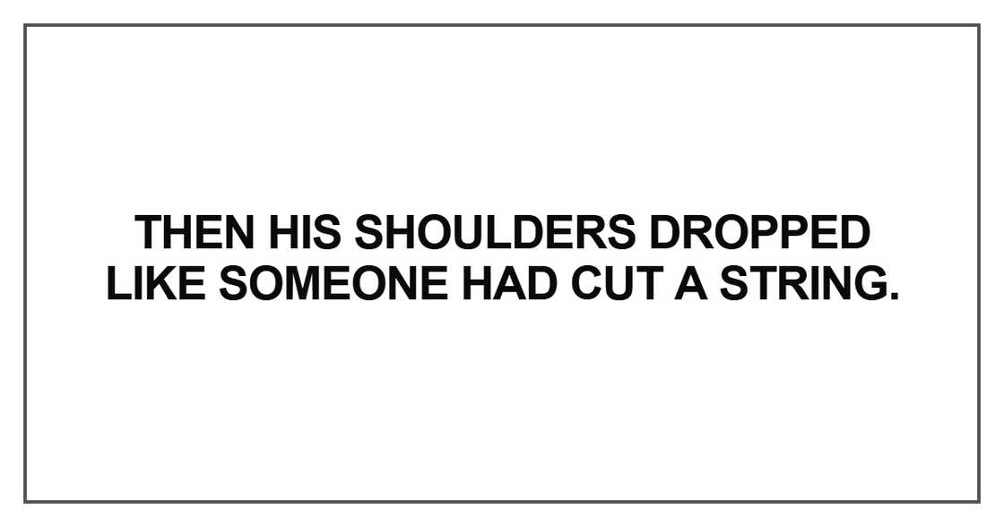 Then his shoulders dropped like someone Then his shoulders dropped like someone