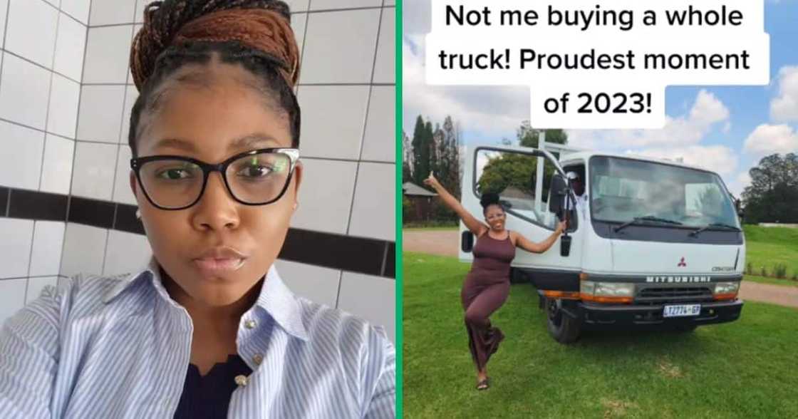Young woman buying a new truck Young woman buying a new truck