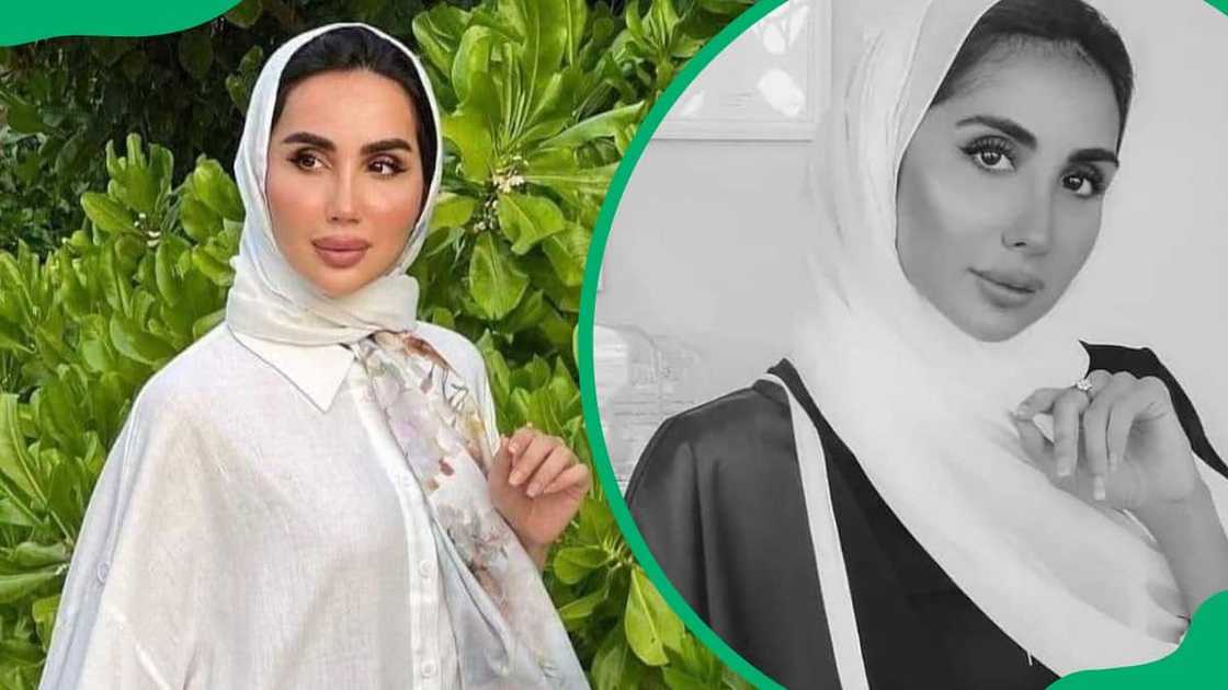 Sara bint Mashour Al Saud having a good time in the garden (L). The philanthropist wearing a hijab (R) Sara bint Mashour Al Saud having a good time in the garden (L). The philanthropist wearing a hijab (R)