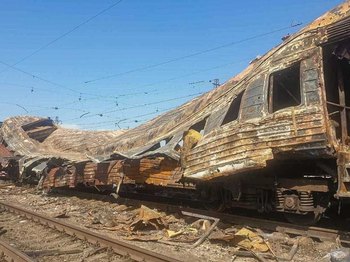 Ukraine's state railway company said three of its employees were killed and four others injured