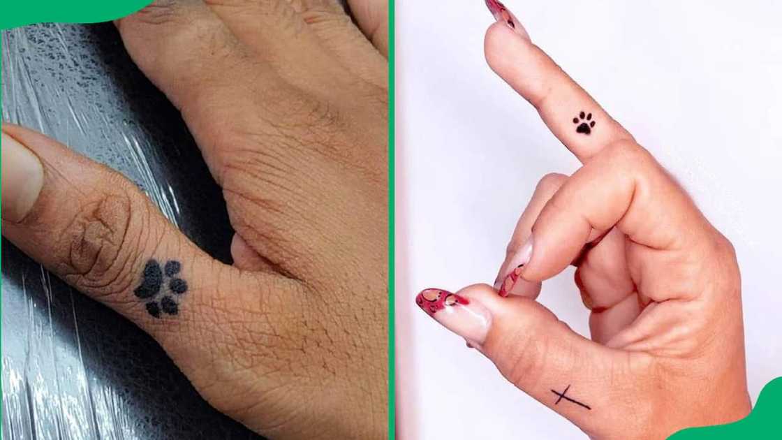 Tiny paw finger tattoo Tiny paw finger tattoo