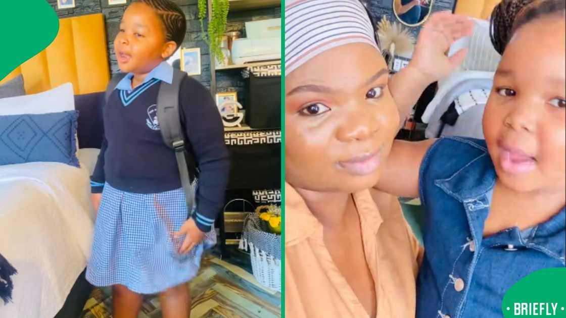 The image on the right showed the mom and daughter posing together