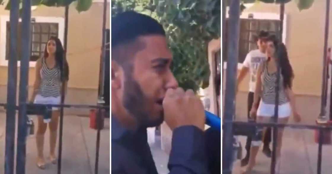 Man serenading woman Man serenading woman