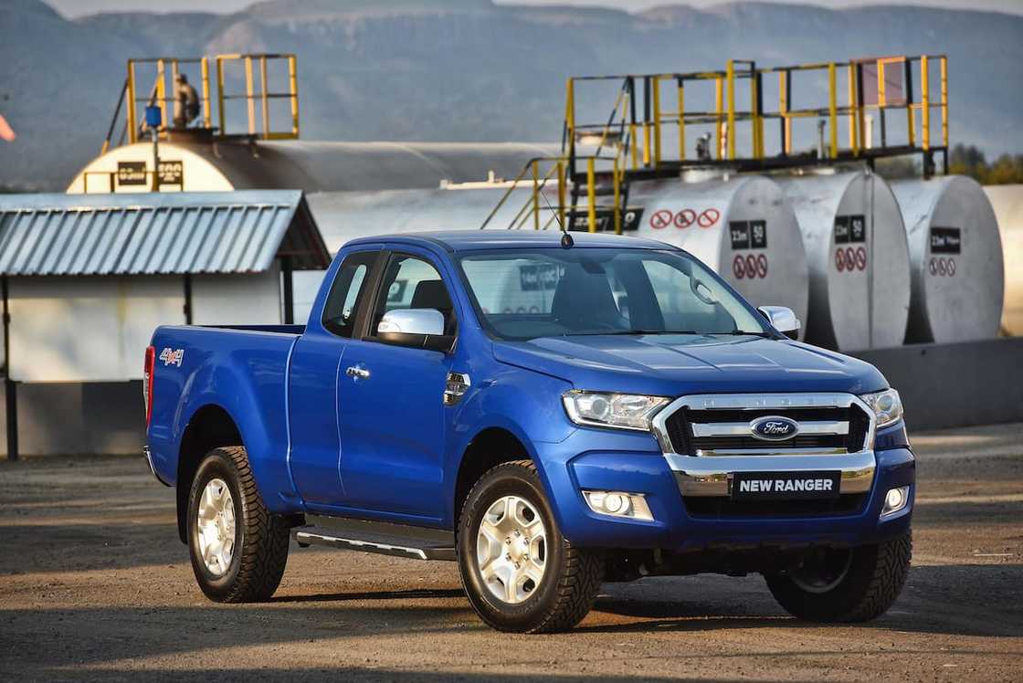 A blue Ford Ranger