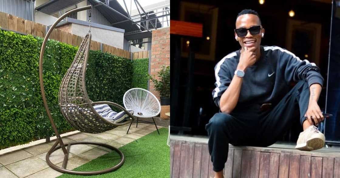 Influencer flexes, home improvements, Mzansi loves it, aesthetically pleasing, hanging chair, wine glass, viral post Influencer flexes, home improvements, Mzansi loves it, aesthetically pleasing, hanging chair, wine glass, viral post