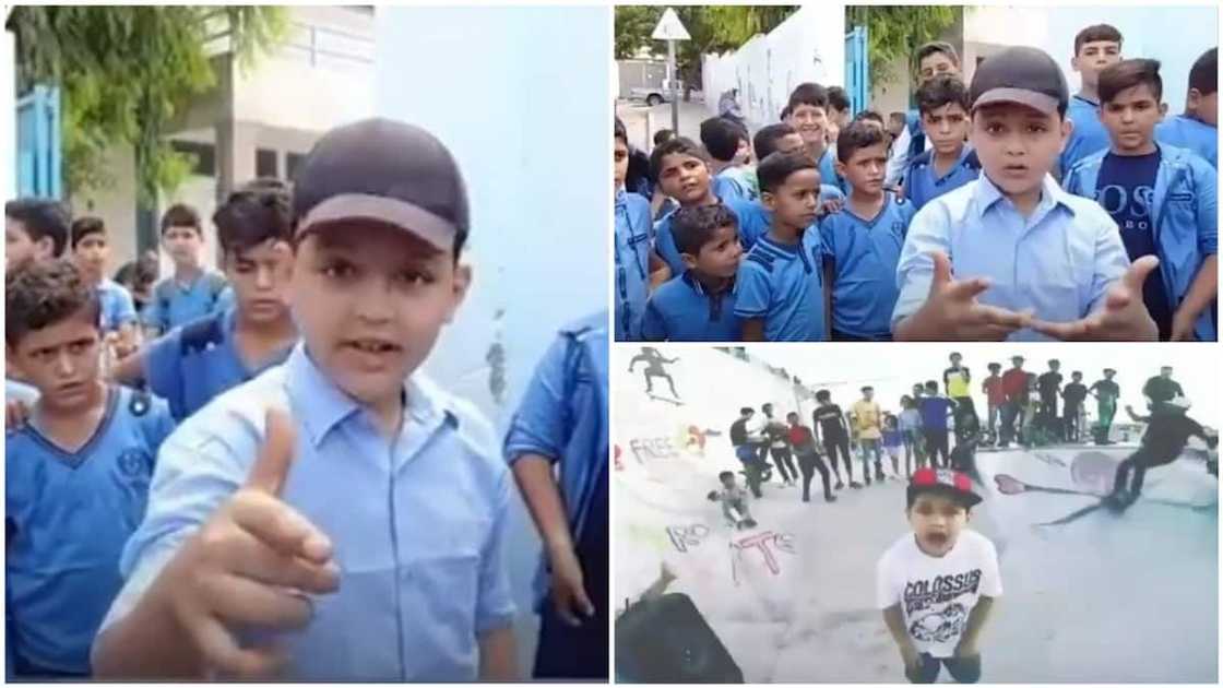 A collage showing the boy rapping. Photo source: Al Jazeera A collage showing the boy rapping. Photo source: Al Jazeera
