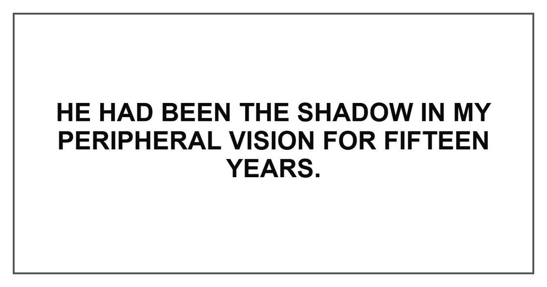 He had been the shadow in my peripheral vision for fifteen years.