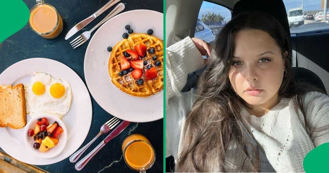 A woman shared a R205 breakfast buffer available at a Cape Town hotel