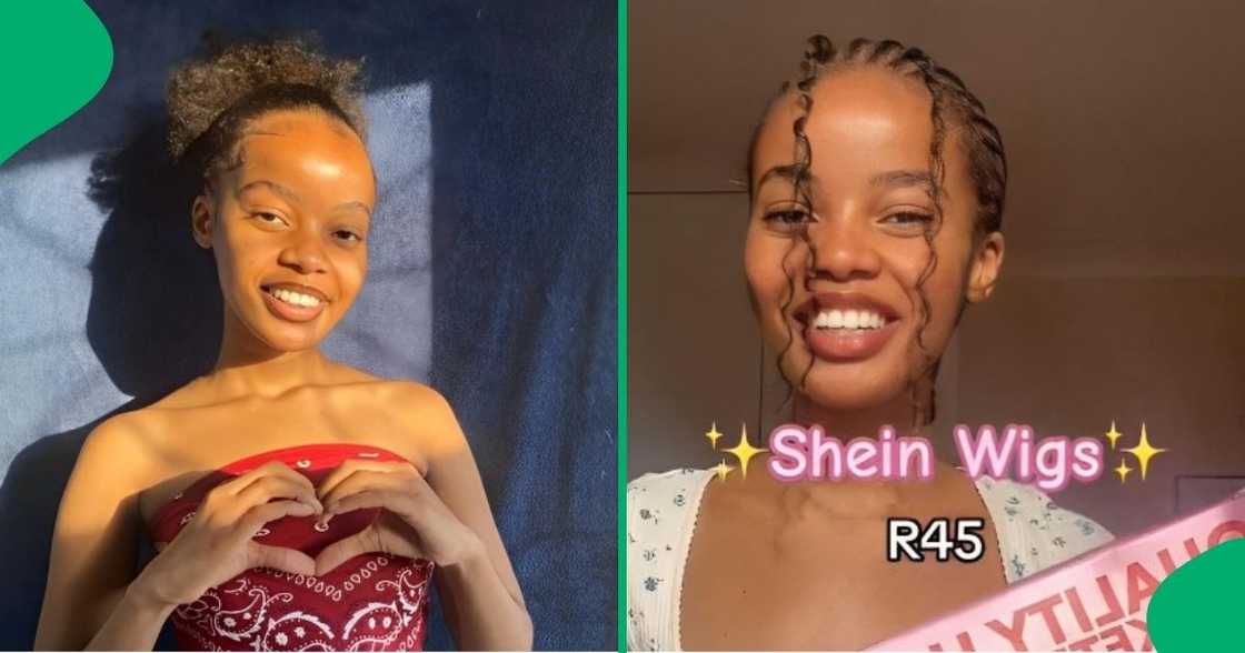 A woman spent R45 on a wig from Shein. A woman spent R45 on a wig from Shein.