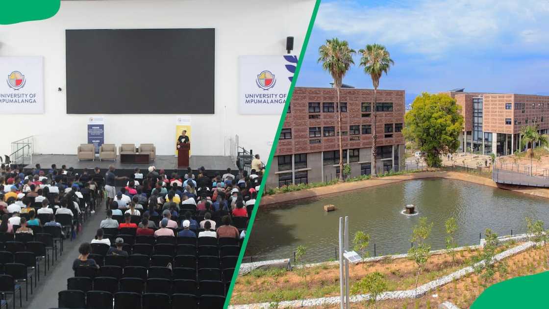 Students of UMP in a lecture hall and a section of the institution Students of UMP in a lecture hall and a section of the institution
