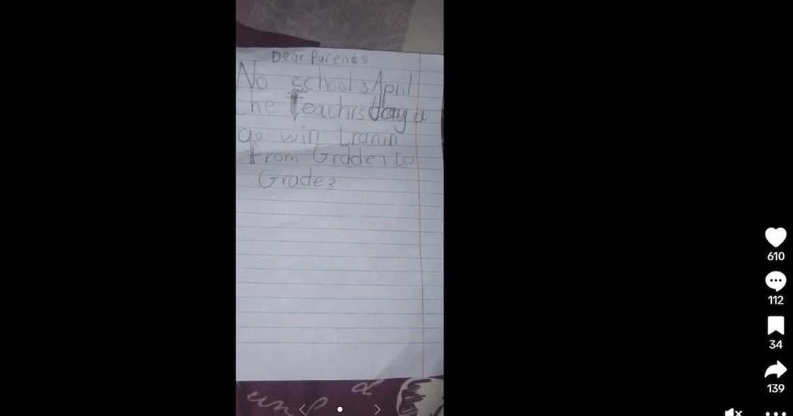 A young kid wrote a letter pretending to be a teacher to avoid school. A young kid wrote a letter pretending to be a teacher to avoid school.