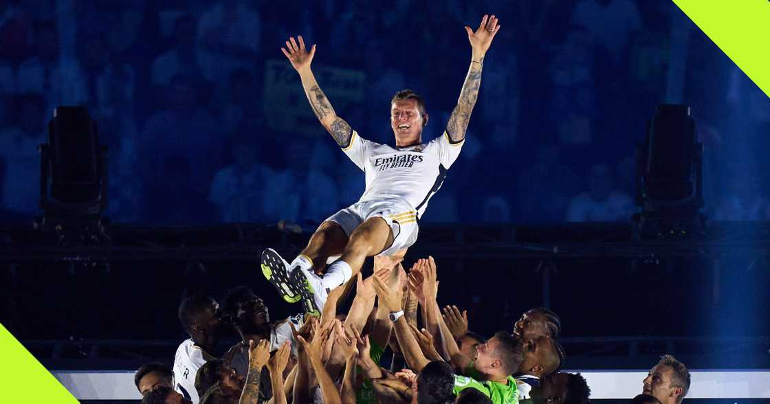 Toni Kroos at his Real Madrid farewell. Toni Kroos at his Real Madrid farewell.