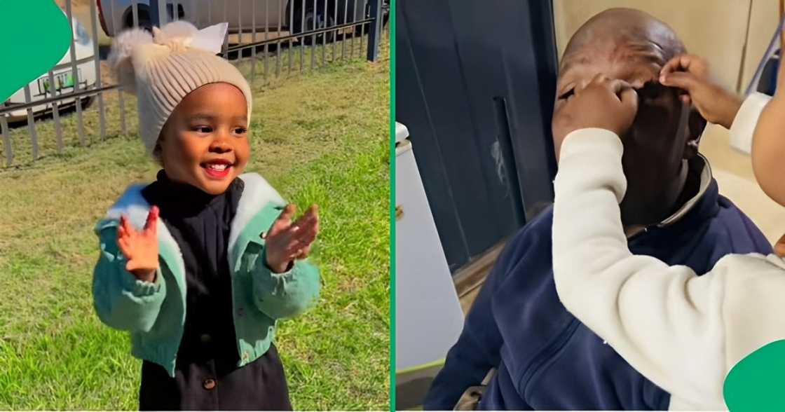 A TikTok video shows a granddad getting his makeup done by his granddaughter.