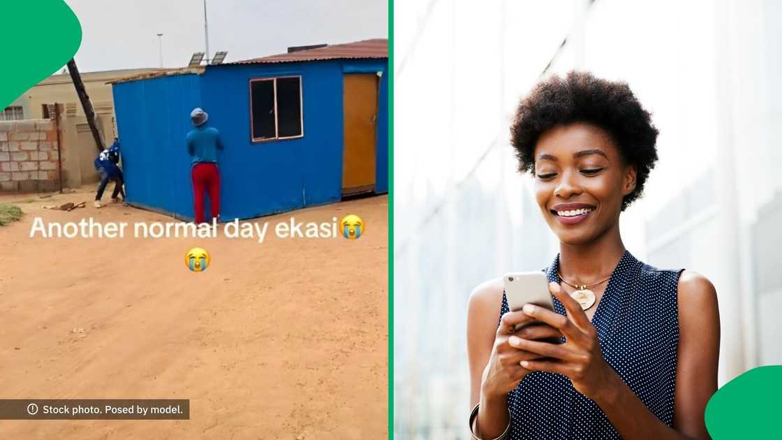 Men moving a shack amused online users. Men moving a shack amused online users.