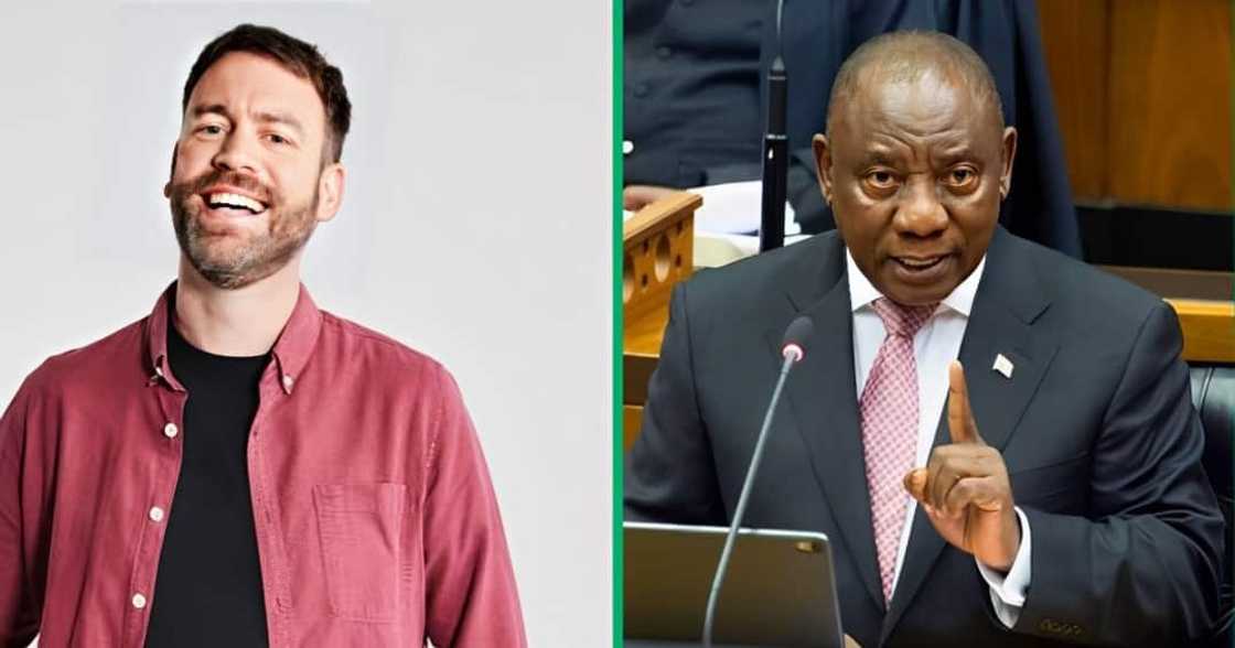 Rory Petzer mocks Cyril Ramaphosa. Rory Petzer mocks Cyril Ramaphosa.