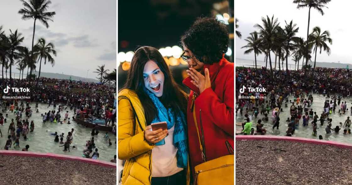 Most of the people were just standing in the pool. Most of the people were just standing in the pool.