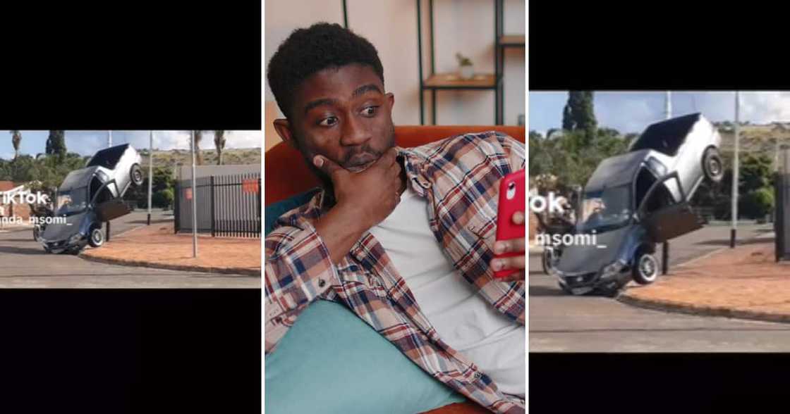 TikTok user @siyanda_msomi shared footage og a car performing acrobatics TikTok user @siyanda_msomi shared footage og a car performing acrobatics