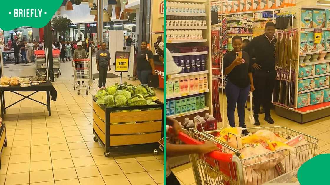 Two women participated in a trolley dash that wowed South Africans. Two women participated in a trolley dash that wowed South Africans.