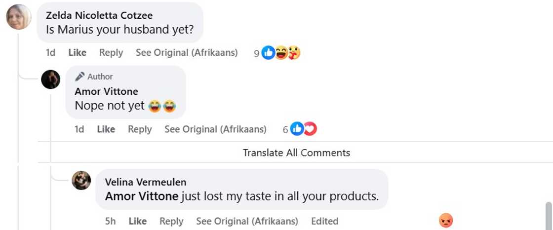 Amor Vittone hints at marrying Marius van Biljon