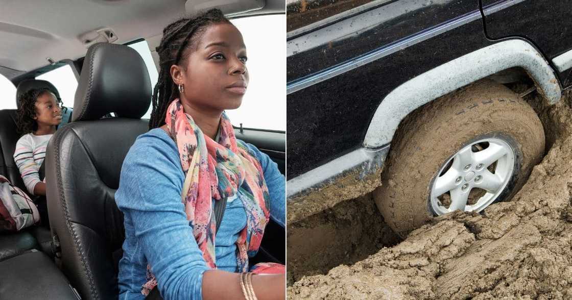 Woman stuck in mud