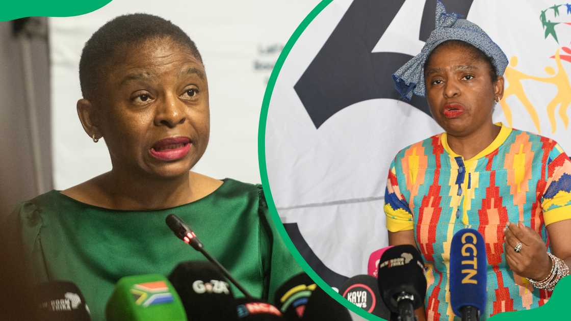 Khumbudzo Ntshavheni briefs the media on the outcomes of the recent cabinet meeting at Imbizo Media Centre and she is seen at the at Cabinet Lekgotla Photo Opportunity Khumbudzo Ntshavheni briefs the media on the outcomes of the recent cabinet meeting at Imbizo Media Centre and she is seen at the at Cabinet Lekgotla Photo Opportunity