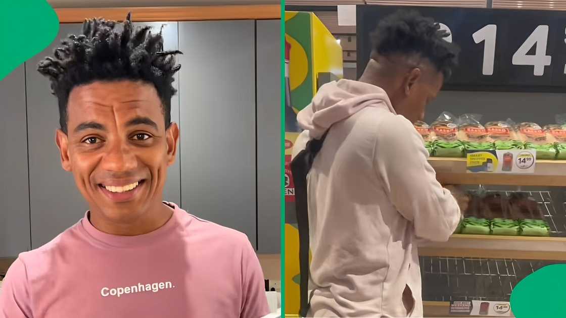 A TikTok video shows a man checking his bread before buying, and people were amused. A TikTok video shows a man checking his bread before buying, and people were amused.
