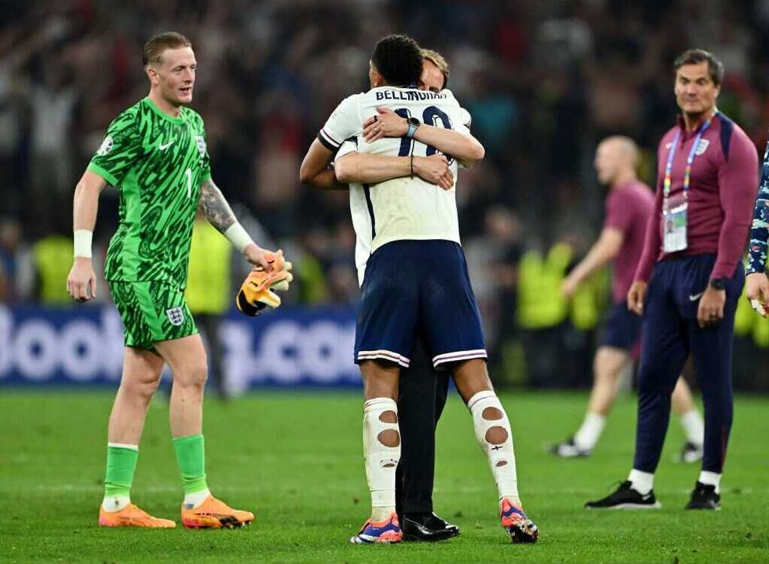 Jude Bellingham with Gareth Southgate after England vs Netherlands at Euro 2024 semi-final