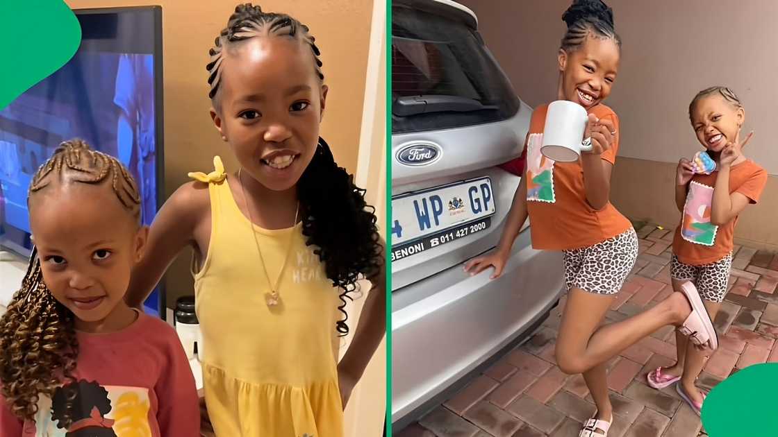 A TikTok video shows two little girls washing their school bags. A TikTok video shows two little girls washing their school bags.