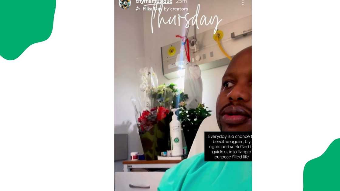 Chymamusique shares a photo in the hospital