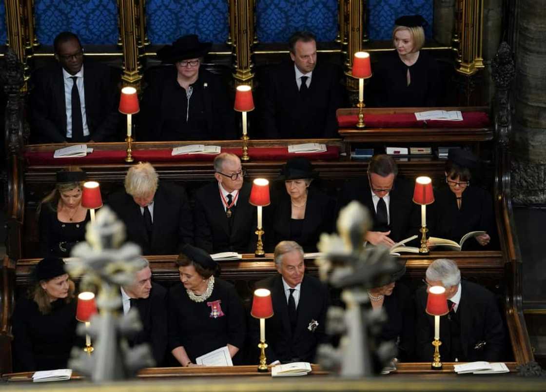 Liz Truss (top right) joined every living former prime minister at the queen's state funeral Monday Liz Truss (top right) joined every living former prime minister at the queen's state funeral Monday