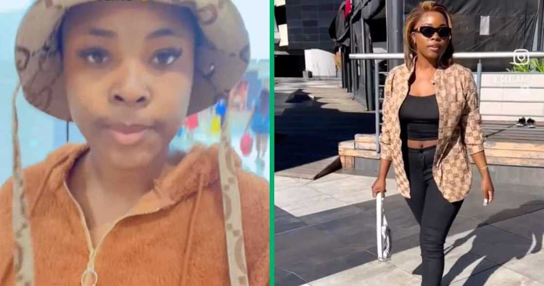 Young woman wears Gucci to the mall. Young woman wears Gucci to the mall.