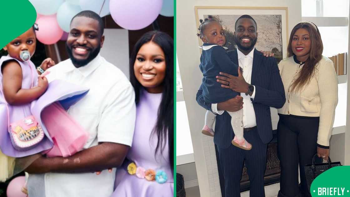 The visual on the right showed the Mulaudzi family posing with their daughter