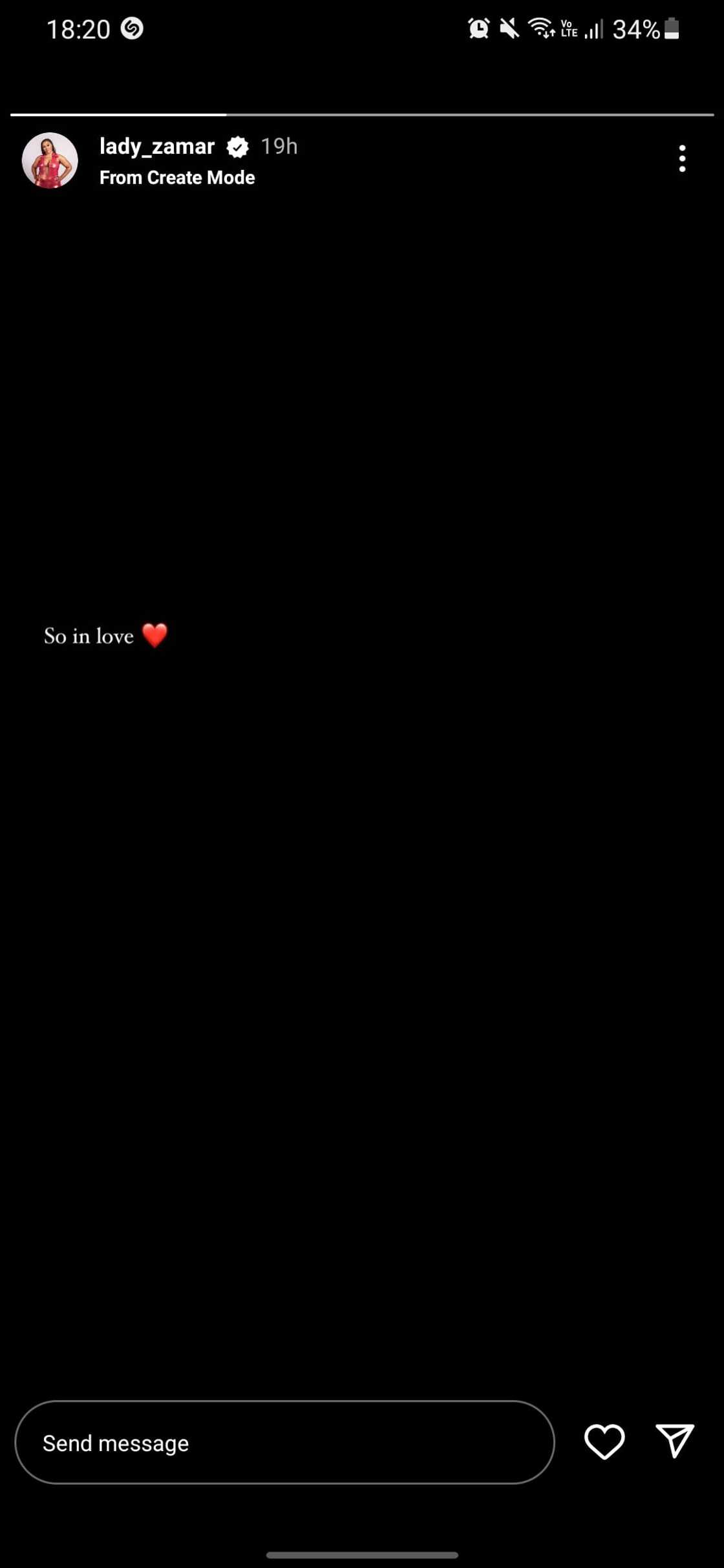 Lady Zamar posted an Instagram story saying she's in love Lady Zamar posted an Instagram story saying she's in love