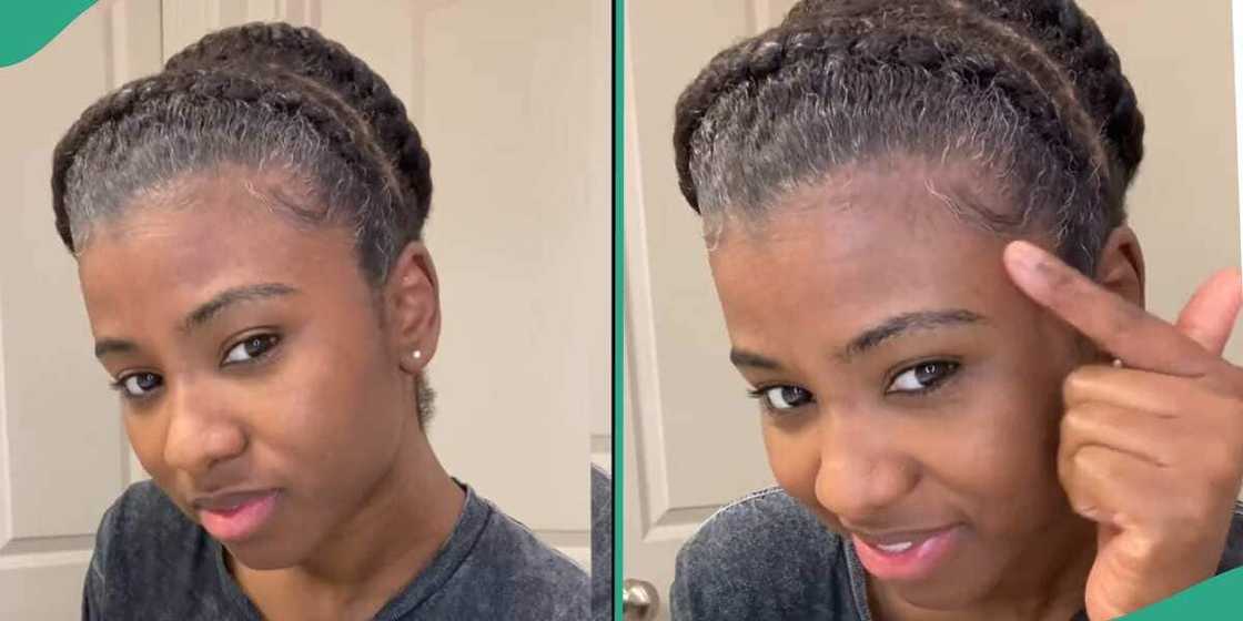 Young lady who has grey hair. Young lady who has grey hair.