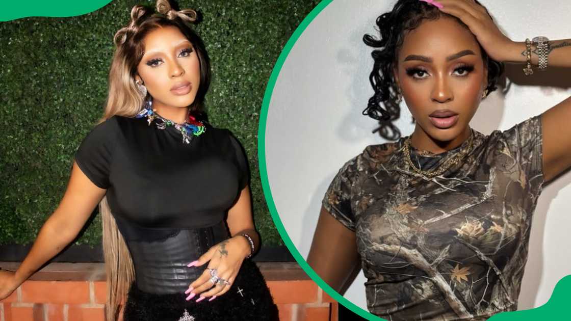 Nadia Nakai in a black outfit and in a t-shirt posing Nadia Nakai in a black outfit and in a t-shirt posing