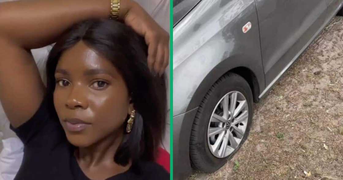 Woman finds her tyres slashed. Woman finds her tyres slashed.