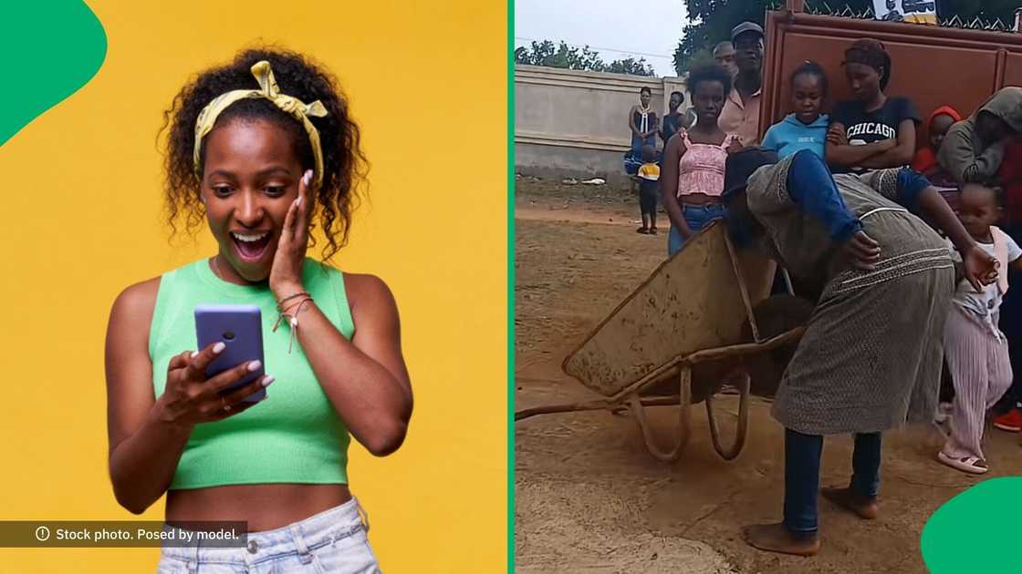 A man stunned South Africans with his impressive wheelbarrow skills in a viral TikTok video.