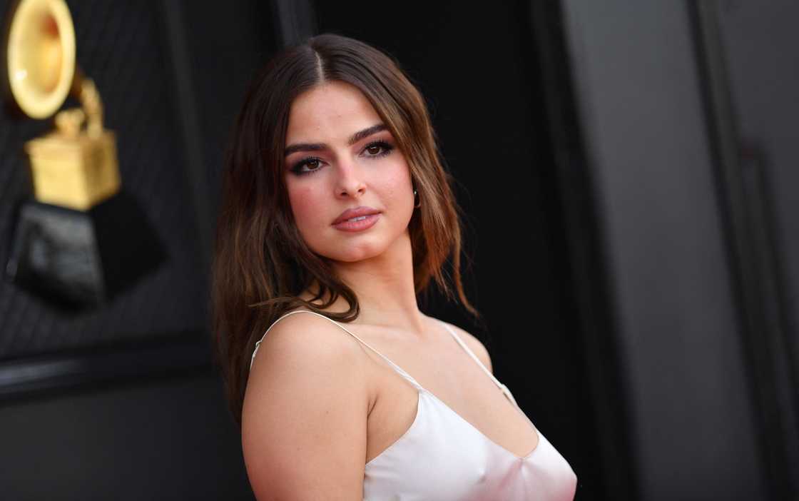 Addison Rae arrives for the 64th Annual Grammy Awards at the MGM Grand Garden Arena in Las Vegas