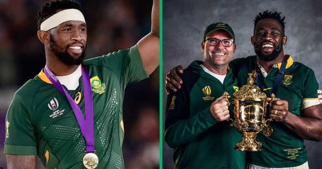 Siya Kolisi and Jacques Nienaber