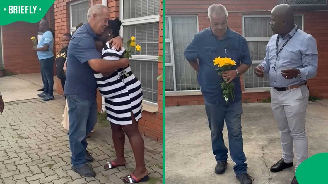 A SAPS retiree greets his colleagues. A SAPS retiree greets his colleagues.