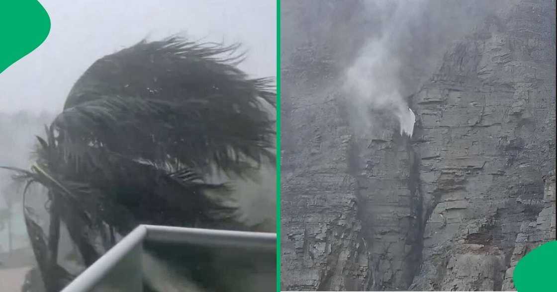 Cape Town strong winds take over a waterfall