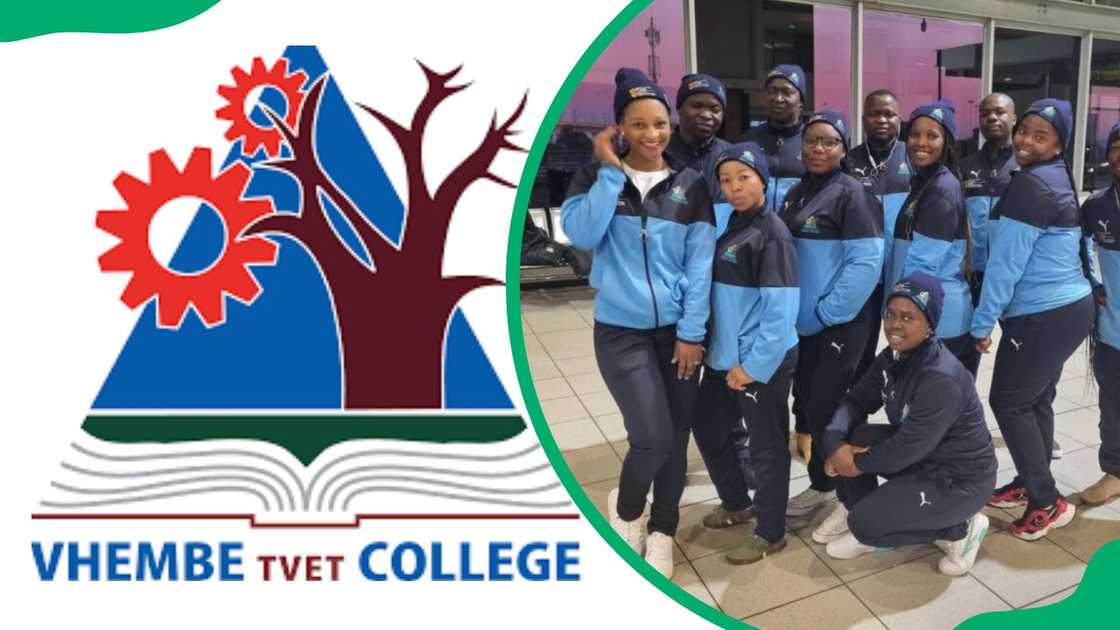 Vhembe TVET College students and the campus logo. Vhembe TVET College students and the campus logo.