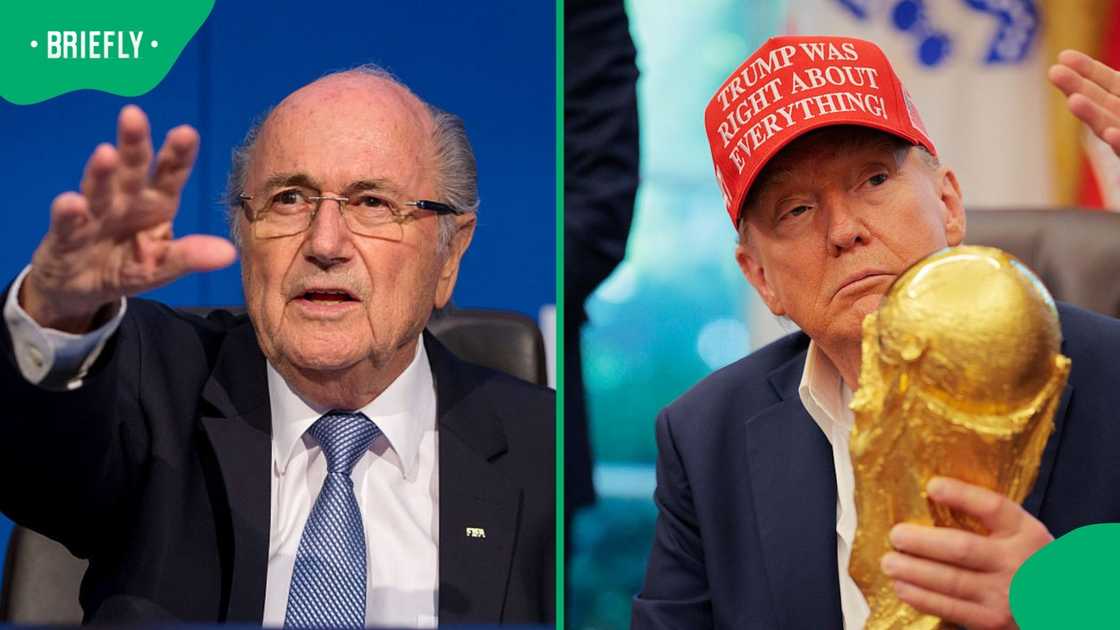 Image collage of Sepp Blatter and Donald Trump. Blatter has accused Trump of taking over the 2026 World Cup