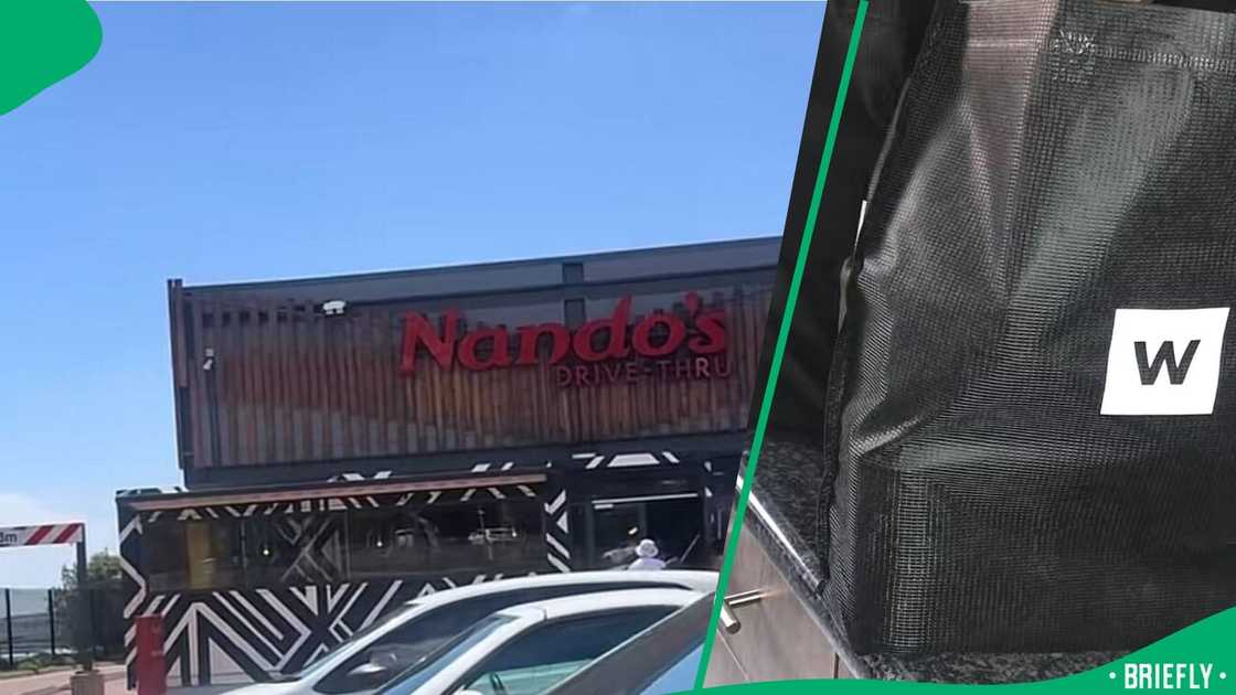 An image of a “Nando’s restaurant” and Woolworths shopping bag went viral on social media.