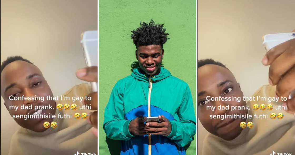 A man tried telling his dad he was gay in a prank but failed. A man tried telling his dad he was gay in a prank but failed.