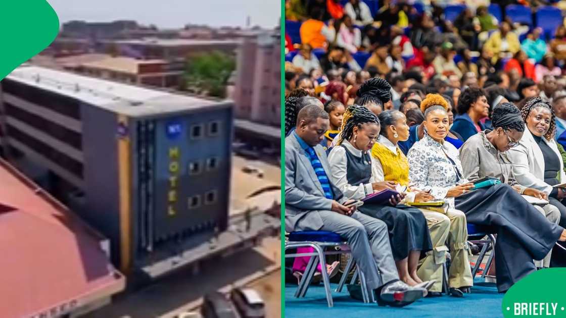 The visual on the left showed the hotel that the prophet bought for his wife